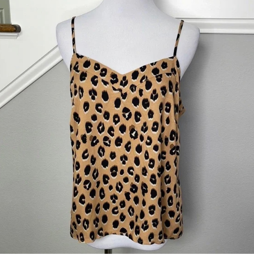 A New Day | Tank Top | Tan Leopard Print V Neck Top - Picture 2 of 3